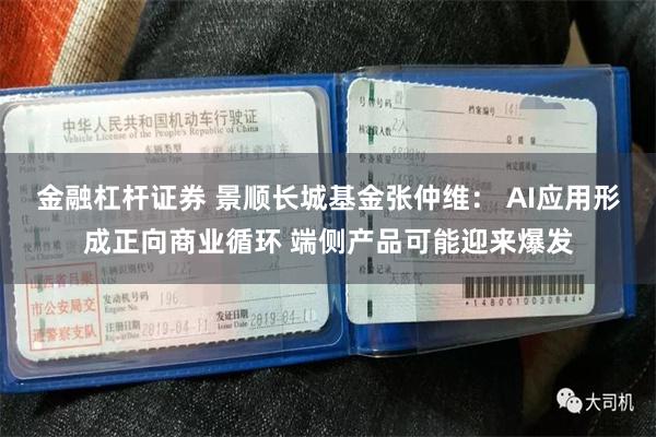 金融杠杆证券 景顺长城基金张仲维： AI应用形成正向商业循环 端侧产品可能迎来爆发